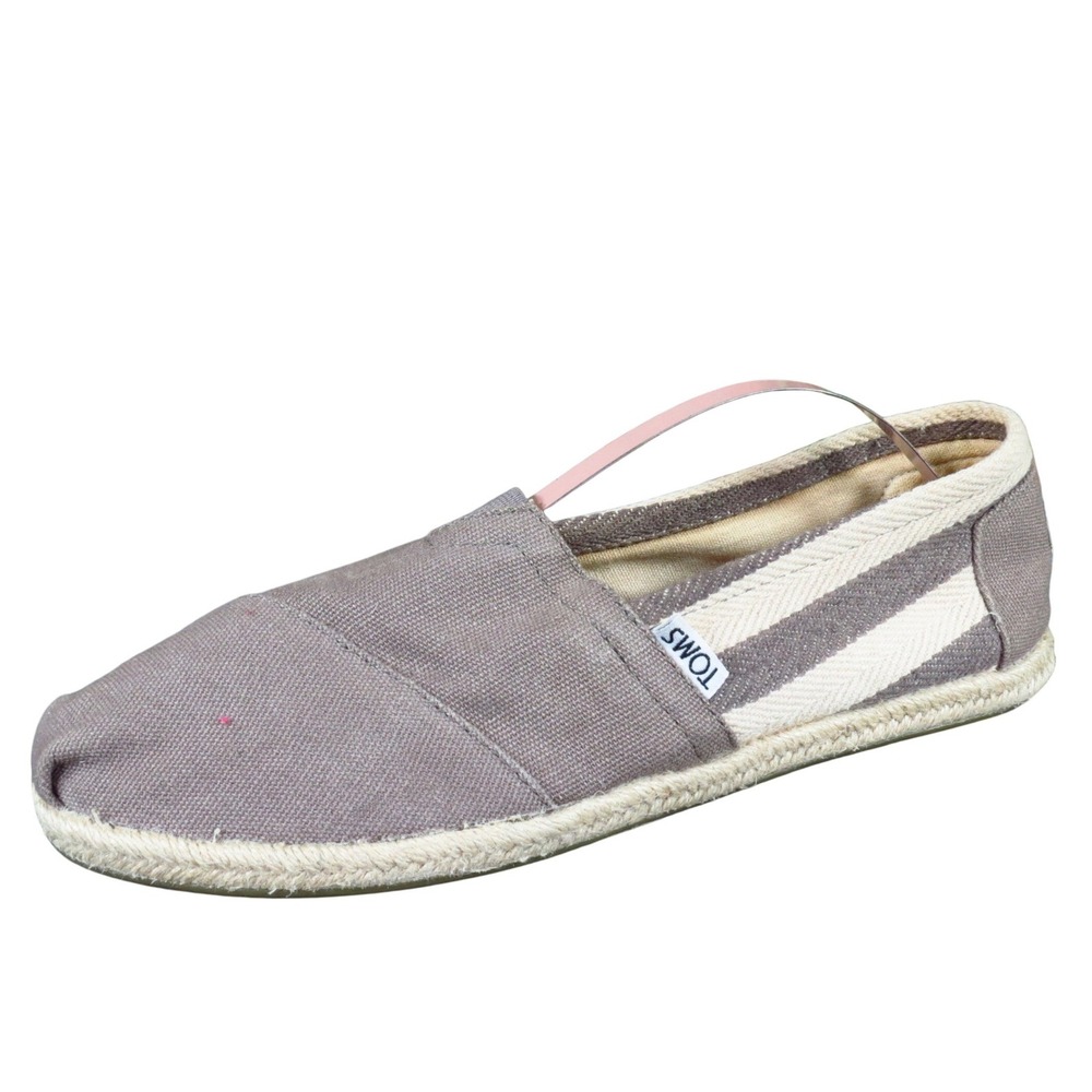 TOMS Classic Women Casual Slip On Alpargata Size 7.5 Everyday Taupe Canvas‎ Flat